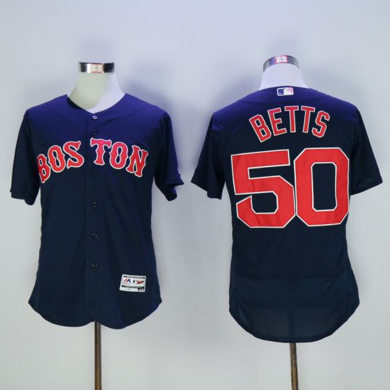 Men Boston Red Sox 50 Mookie Betts Blue Elite MLB Jerseys